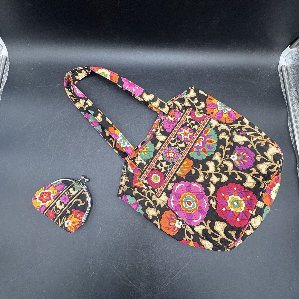 Vera Bradley Suzani Multicolor Paisley Classic Shoulder Bag Purse & Coin Purse